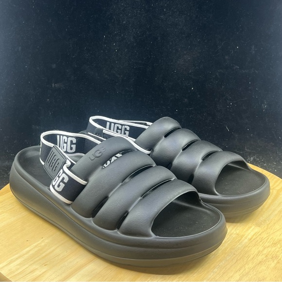 UGG SPORT YEAH Slingback Logo Pool Slides Sandals Black White Panda - Men’s Sz - Picture 5 of 9